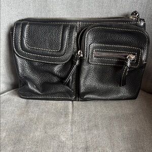 Danier Black Leather Belt/Waist Bag